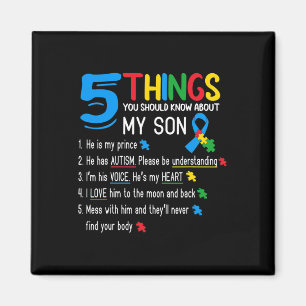 Autistic Son Autism Awareness Support For Mom Dad Magnet