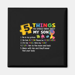 Autistic Son Autism Awareness Support For Mom Dad Magnet