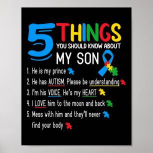 Autistic Son Autism Awareness Support For Mom Dad  Poster