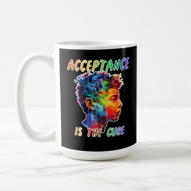 Autistic spectrum Acceptance is the cure Coffee Mug (Left)