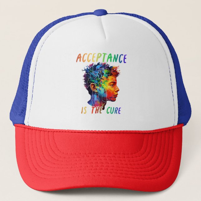 Autistic spectrum Acceptance is the cure Trucker Hat (Front)