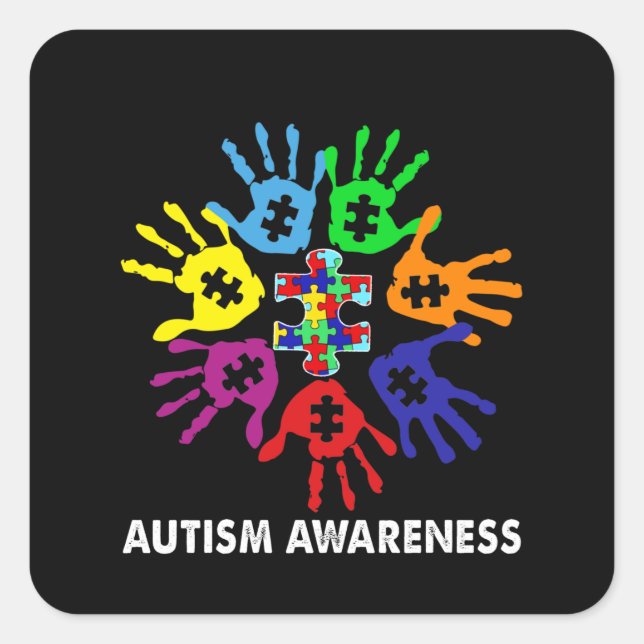 Autistic | Strong Hand Autism Awereness Square Sticker (Front)
