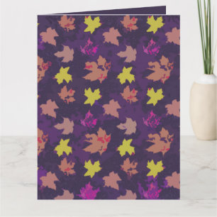 Autmn Solid Flying Leaves- Purple & Yellow Design Card