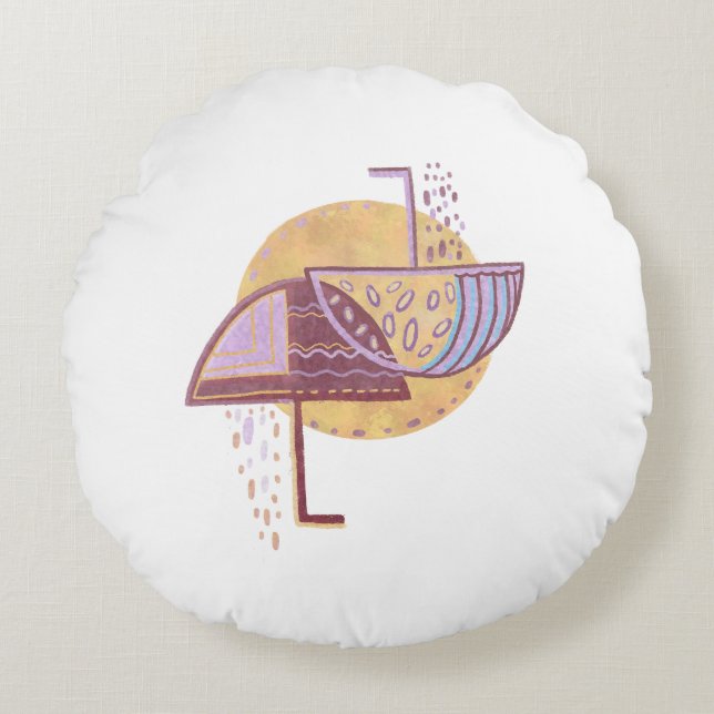  Autmn umbrella Round Pillow (Front)