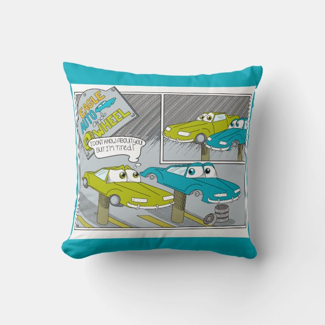 Auto and Wheel Throw Pillow (Front)