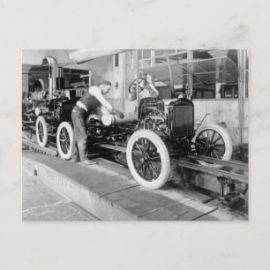 Auto Assembly Line, 1920s Postcard
