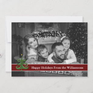 Auto Black and White Happy Holidays Modern Tree Holiday Card