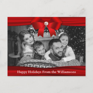 Auto Black and White Photo Red Ribbon Diamond Postcard