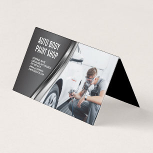 Auto Body Paint Garage Shop Worker Spraying Business Card