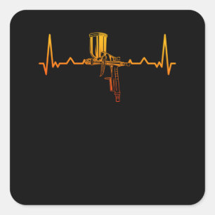 Auto Body Painter Car Painter Spray Gun Square Sticker