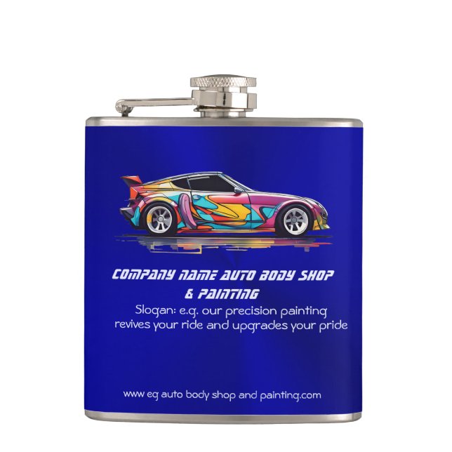 Auto body shop and precision painting hip flask (Front)