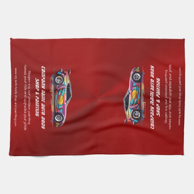 Auto body shop and precision painting kitchen towel (Horizontal)