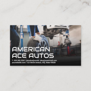 Auto Body Shop   Mechanic Rolling Tire Business Card