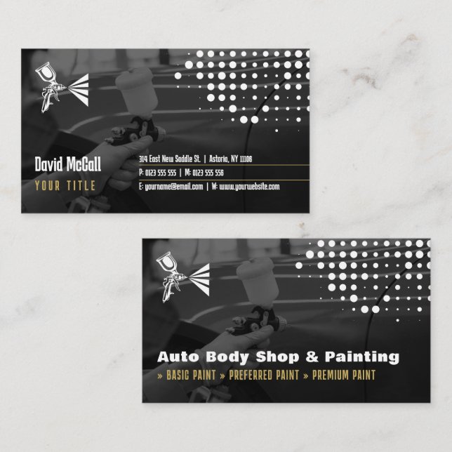 Auto Body Shop & Painting | Paint Sprayer Business Business Card (Front/Back)