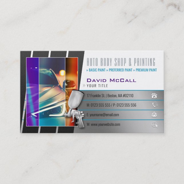 Auto Body Shop & Painting | Paint Sprayer Business Card (Front)