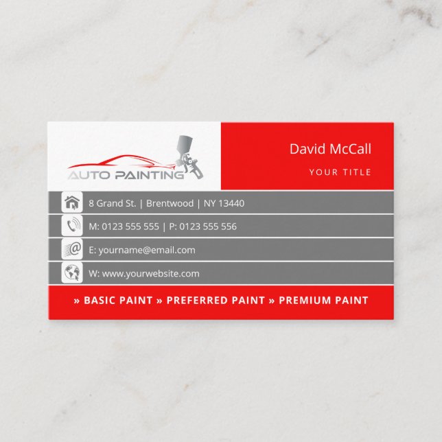 Auto Body Shop & Painting | Paint Sprayer Business Card (Front)