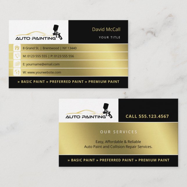 Auto Body Shop & Painting | Paint Sprayer Business Card (Front/Back)