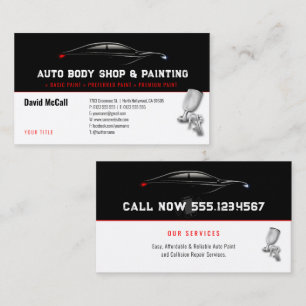 Auto Body Shop & Painting   Paint Sprayer Business Card