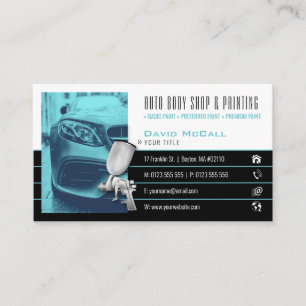 Auto Body Shop & Painting   Paint Sprayer Business Card