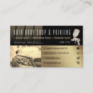 Auto Body Shop & Painting   Paint Sprayer Business Card