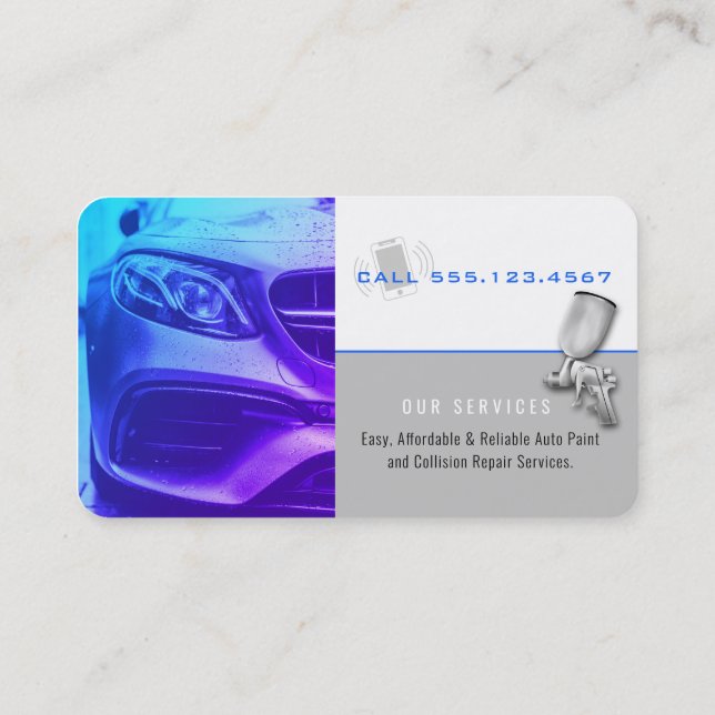 Auto Body Shop & Painting | Paint Sprayer Business Card (Back)