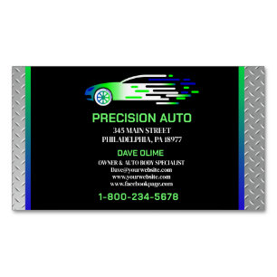 Auto Body Work Custom Car Paint Detailing Collison Magnetic Business Card