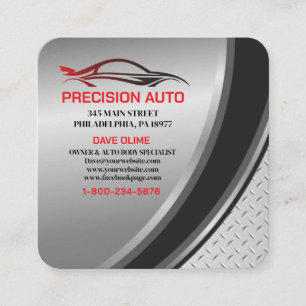 Auto Body Work Custom Car Paint Detailing Collison Square Business Card
