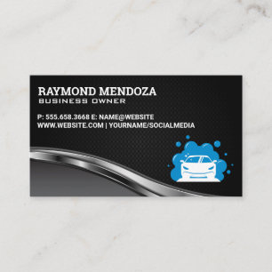 Auto Car Cleaning Service   Soap Bubbles Business Card