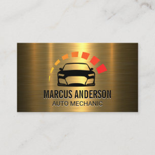 Auto Car Logo   Gold Metallic Business Card