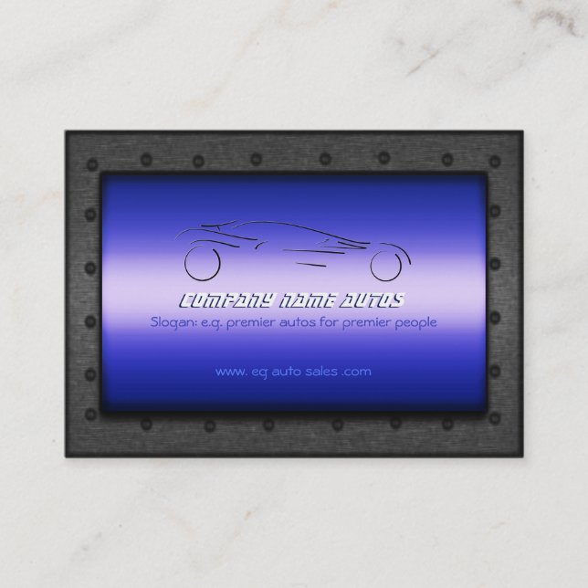 Auto Car Sales, Brushed Blue Chrome - Sportscar Business Card (Front)
