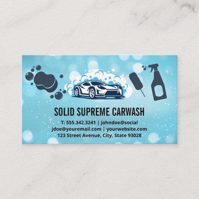 Auto Car Wash Cleaning Services Business Card (Front)