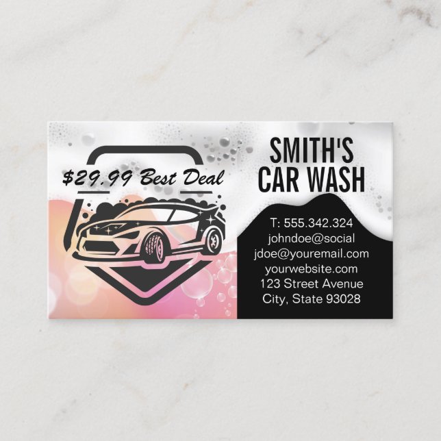 Auto Car Wash Logo | Soap Suds Business Card (Front)