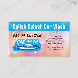 Auto Car Wash Logo   Splashing Water Business Card