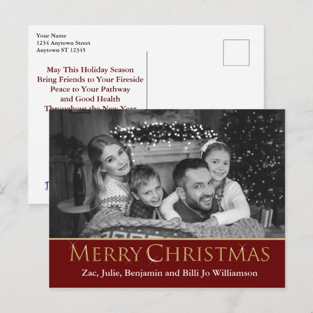 Auto Converted Photo to Black & White Christmas Postcard (Front/Back)