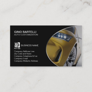 Auto Customization Yellow Car Automotive Business Card