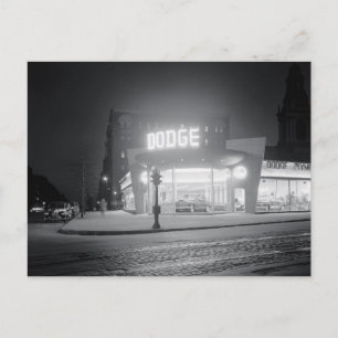 Auto Dealer At Night, 1948 Postcard