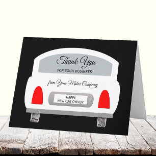 Auto Dealer White Car Sales Thank You Note Card