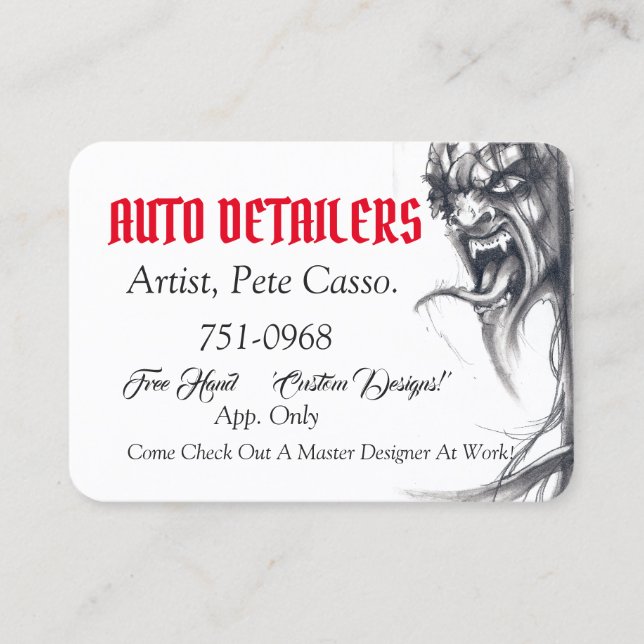 Auto Detailers Red,White & Black Business Card (Front)