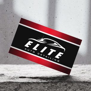 Auto Detailing Auto Spa Modern Black Red Car Business Card