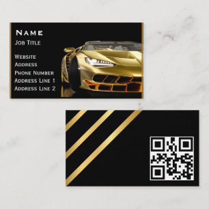 Auto Detailing Automotive Modern Black & Gold Car  Business Card