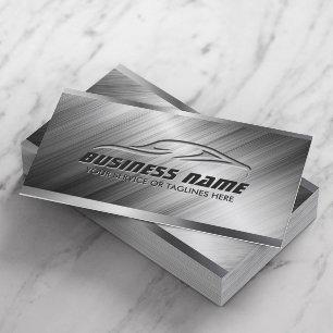 Auto Detailing Car Repair Automotive Modern Metal Business Card