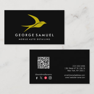 Auto Detailing Car Repair Shop Flying Bird Logo Business Card