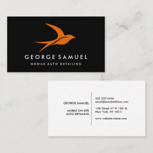 Auto Detailing Car Repair Shop Flying Bird Logo Business Card