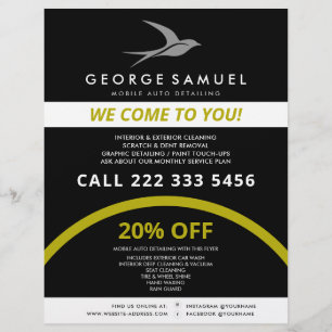 Auto Detailing Car Repair Shop Flying Bird Logo Flyer