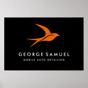 Auto Detailing   Car Repair Shop Flying Bird Logo Poster