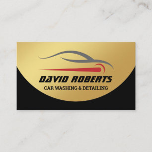 Auto Detailing Car Wash Automotive Black & Gold Bu Business Card