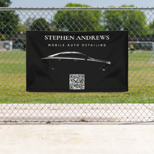 Auto Detailing Cleaning Auto Repair Logo QR Code Banner