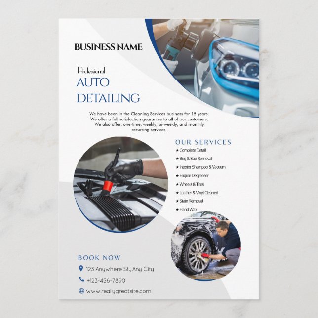 Auto Detailing Cleaning Service Business flyers Invitation (Front)