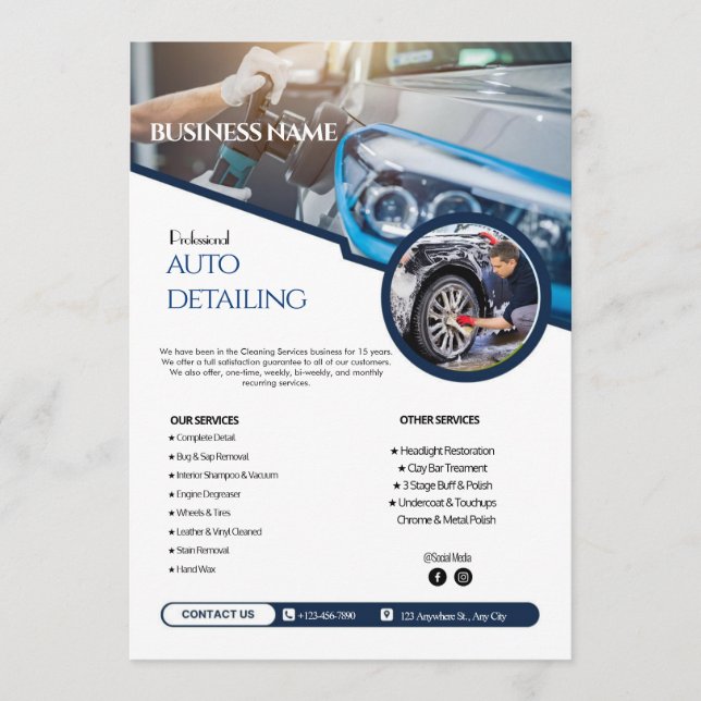 Auto Detailing Cleaning Service flyers Invitation (Front)