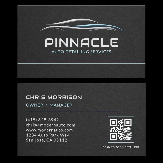 Auto Detailing Services QR Code Professional Business Card (Creator Uploaded)